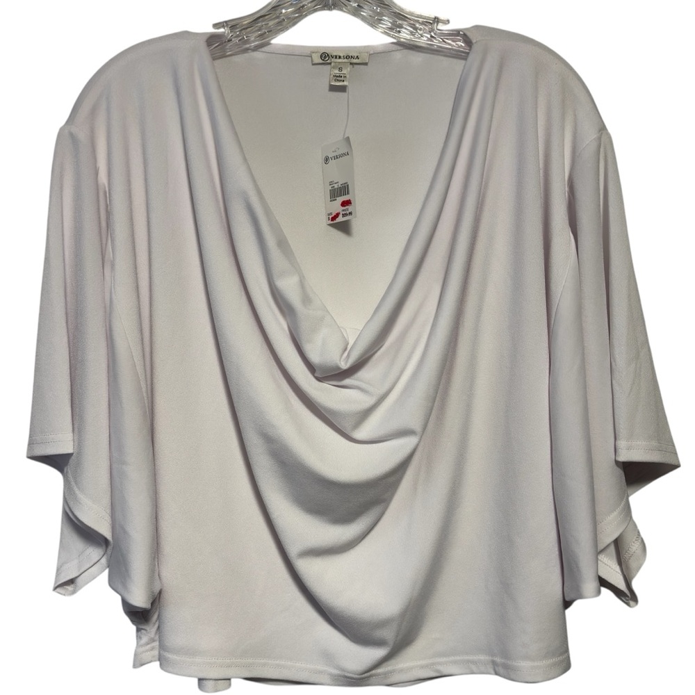 NEW Versona White Draped Dolman Top Sm Chic XMAS GIFT Fairycore Feminine NWT